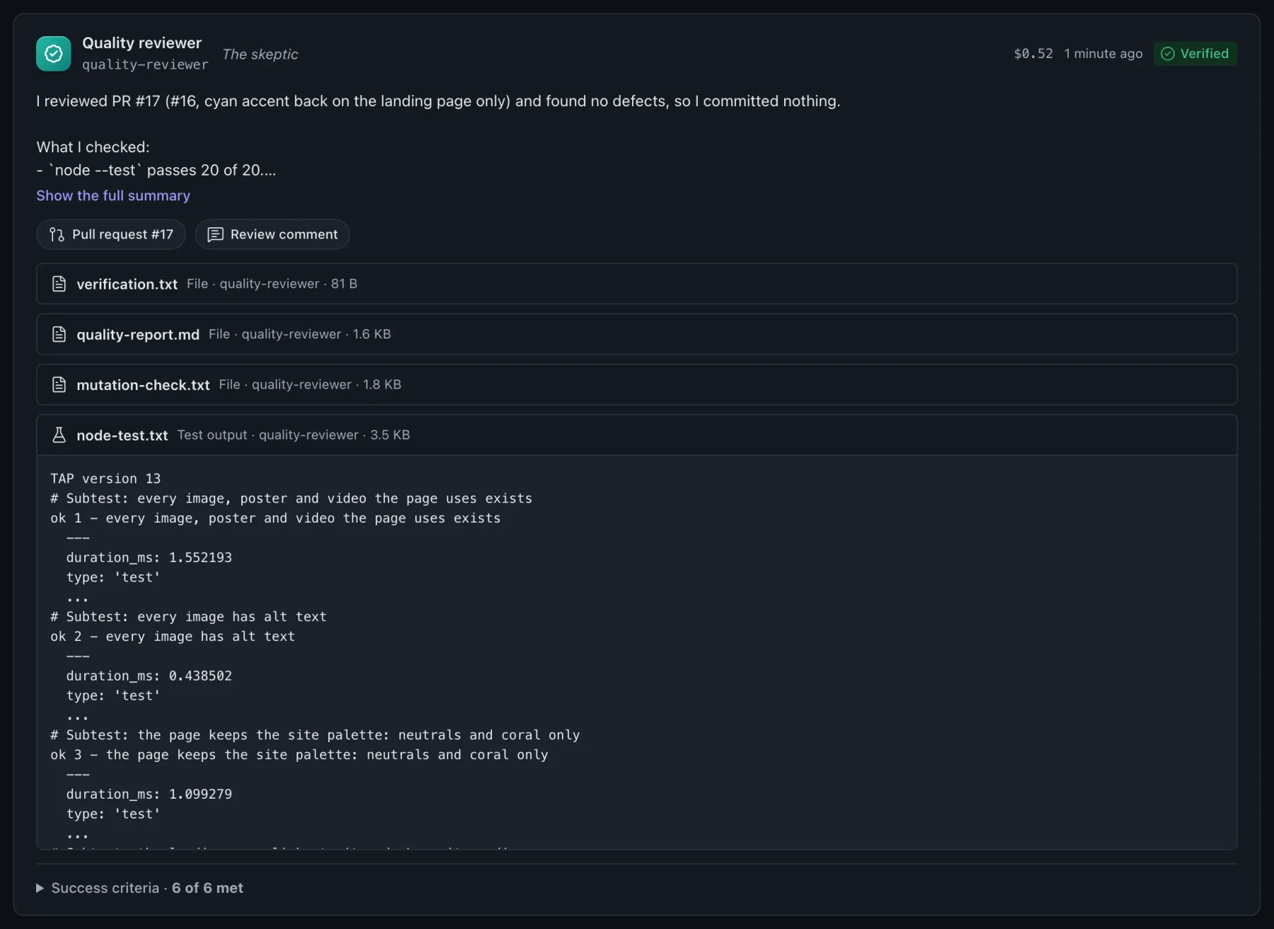 The quality reviewer's verdict