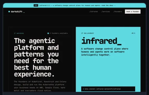 The pre-production screenshot the Release took: the landing page in cyan